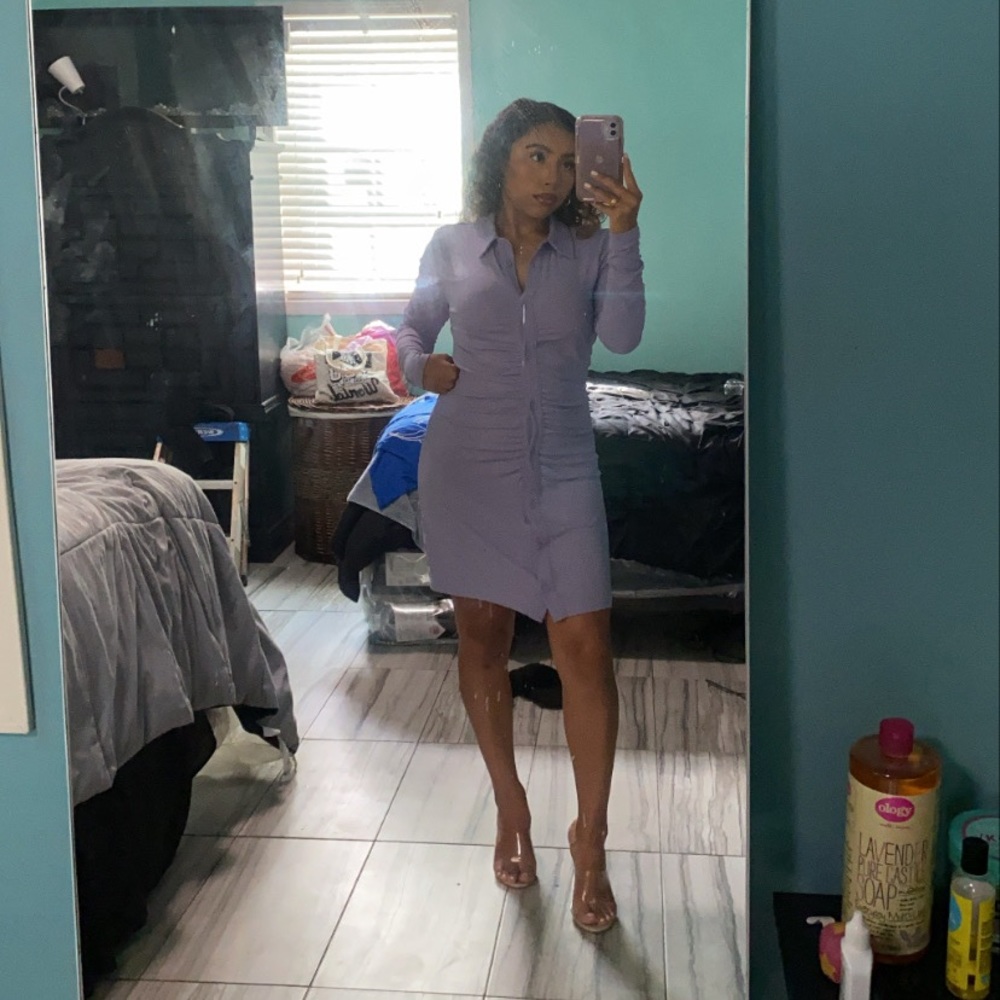Lavender H&M Scrunched Midi Dress